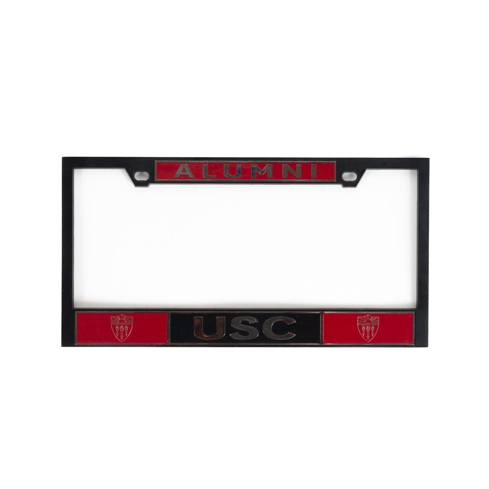 USC Trojans Shield Alumni Black w/ Chrome Inserts License Plate Frame 1